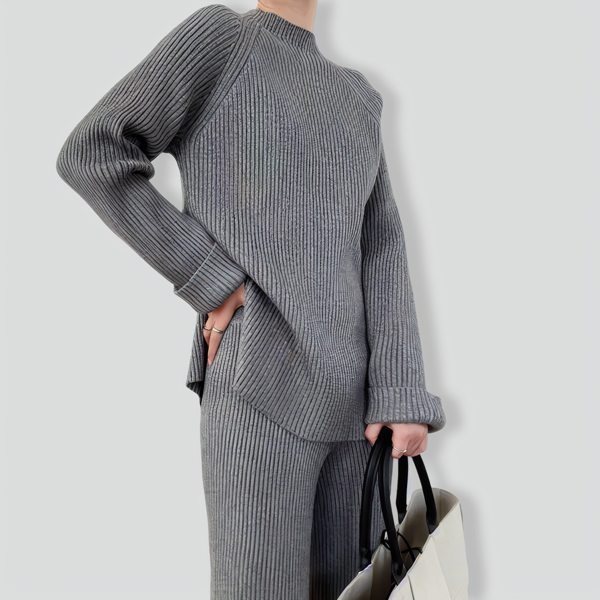 Sweater with Flared Pants Two Pieces Set