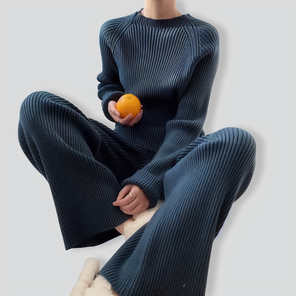 Sweater with Flared Pants Two Pieces Set