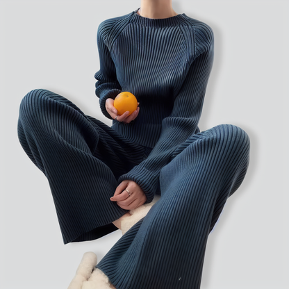 Sweater with Flared Pants Two Pieces Set
