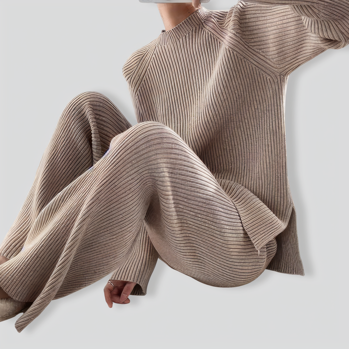 Sweater with Flared Pants Two Pieces Set