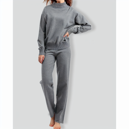 Versatile Knitted Top and Casual Pants Two-Piece Set