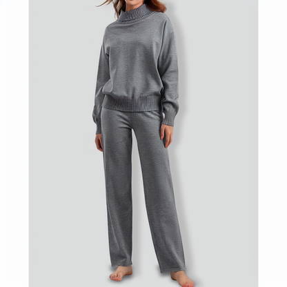 Versatile Knitted Top and Casual Pants Two-Piece Set