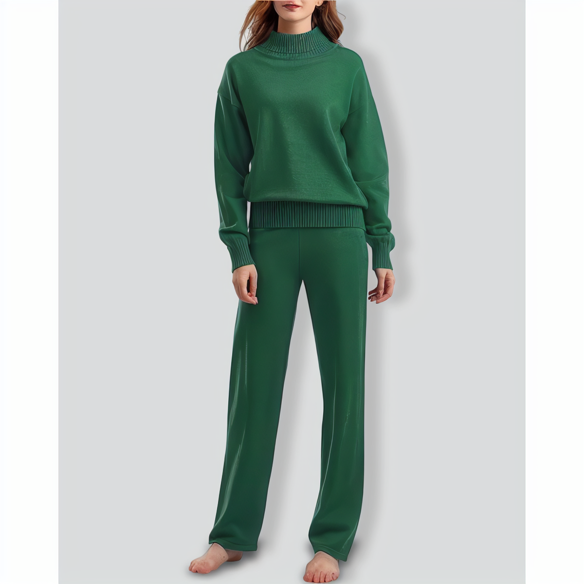 Versatile Knitted Top and Casual Pants Two-Piece Set