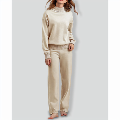 Versatile Knitted Top and Casual Pants Two-Piece Set