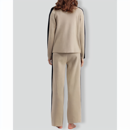 Half-Turtleneck Sweater and Cropped Pants Two-Piece Set