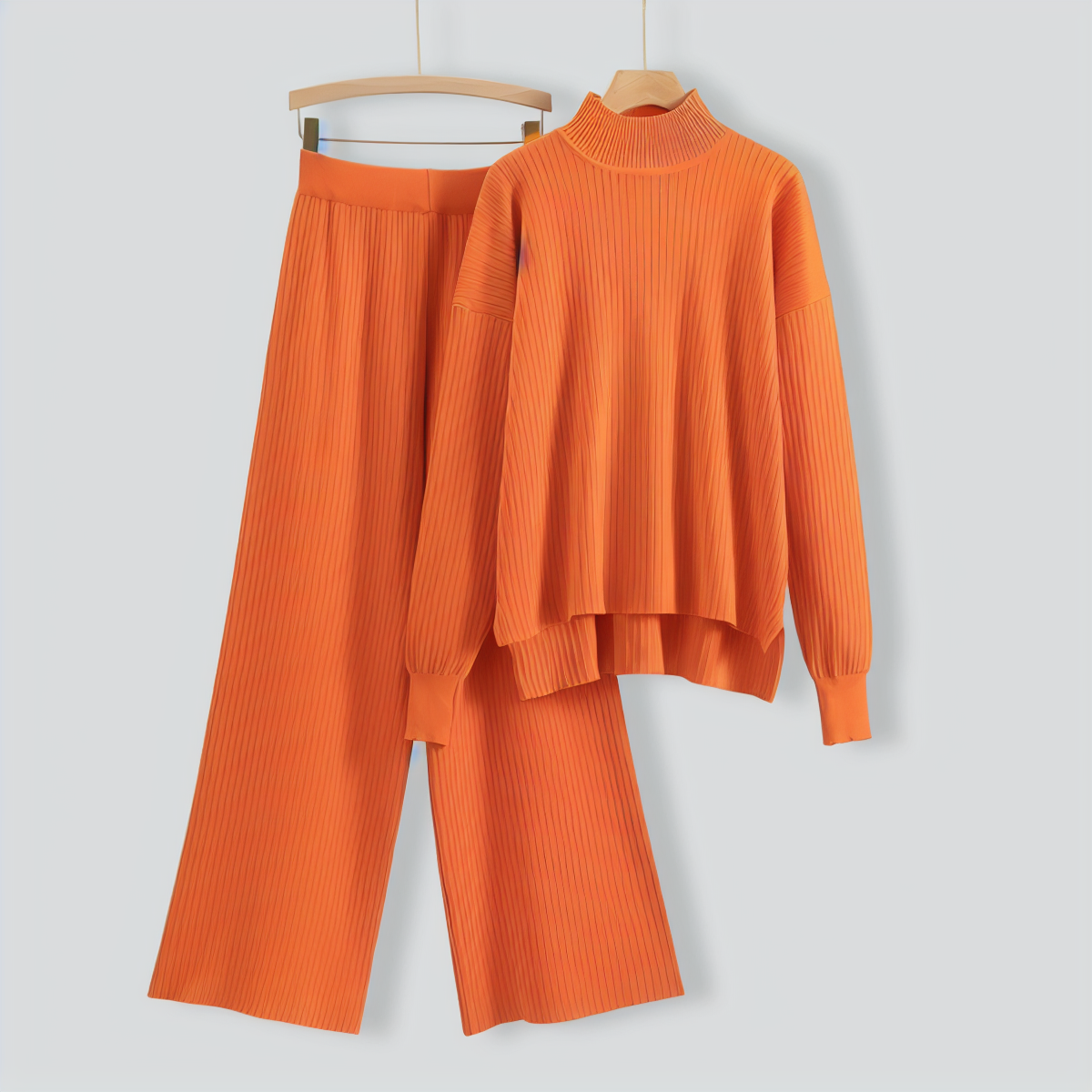 Casual Basic Knitted Two-Piece Set