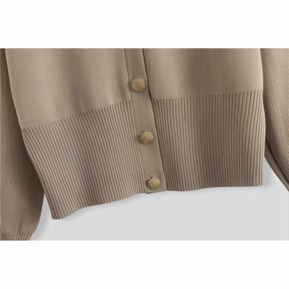 Retro knitted short jacket top wide leg pants two-piece set