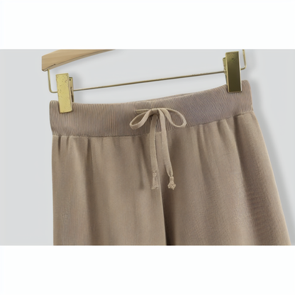 Retro knitted short jacket top wide leg pants two-piece set