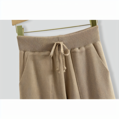 V-Neck Sexy Off-Shoulder Short Knitted Two-Piece Set