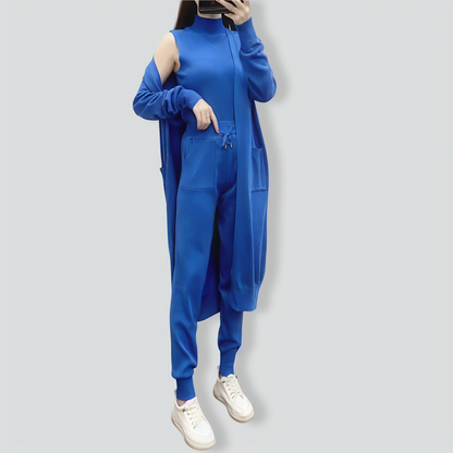 Casual knitted cardigan vest and pants three-piece set