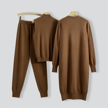 Casual knitted cardigan vest and pants three-piece set