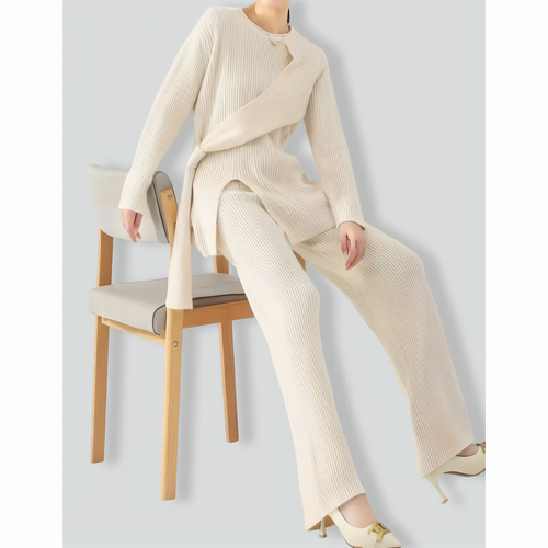 Casual Knitted Sweater Wide Leg Pants Two-piece Set