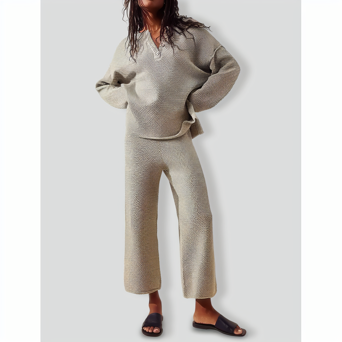 Laid-back Jacquard Sweater Set