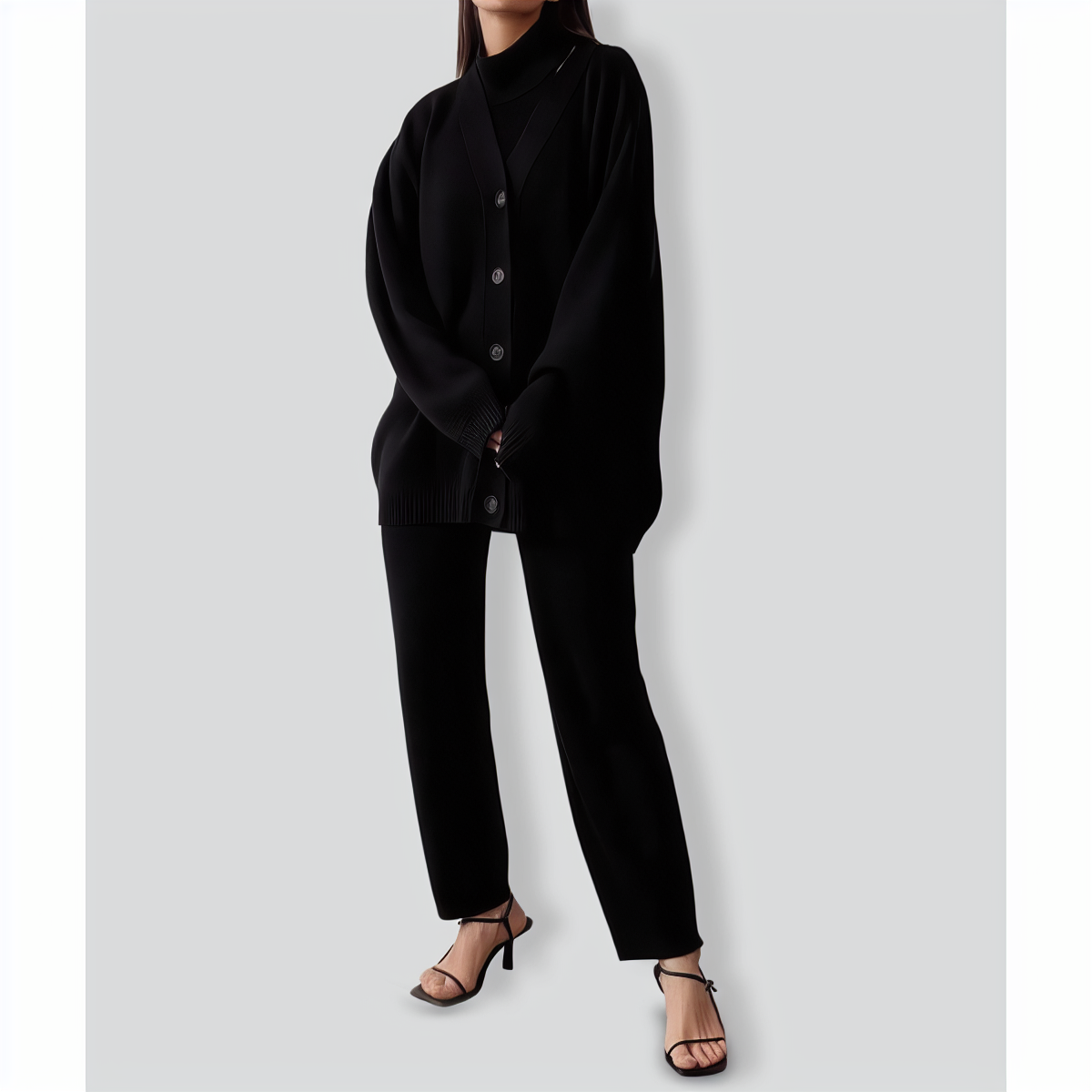 Casual Solid Color Three Pieces Knitted Set