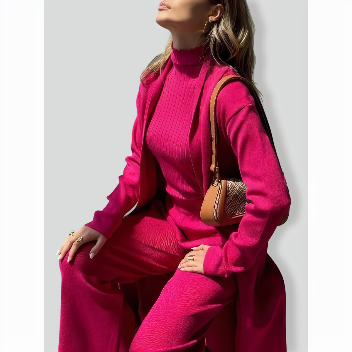 Three-Piece Simple Knitted Suit