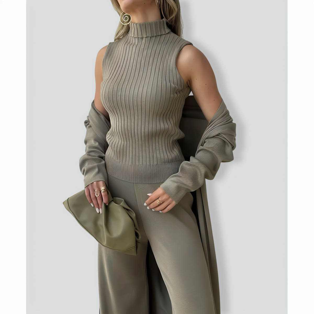 Three-Piece Simple Knitted Suit