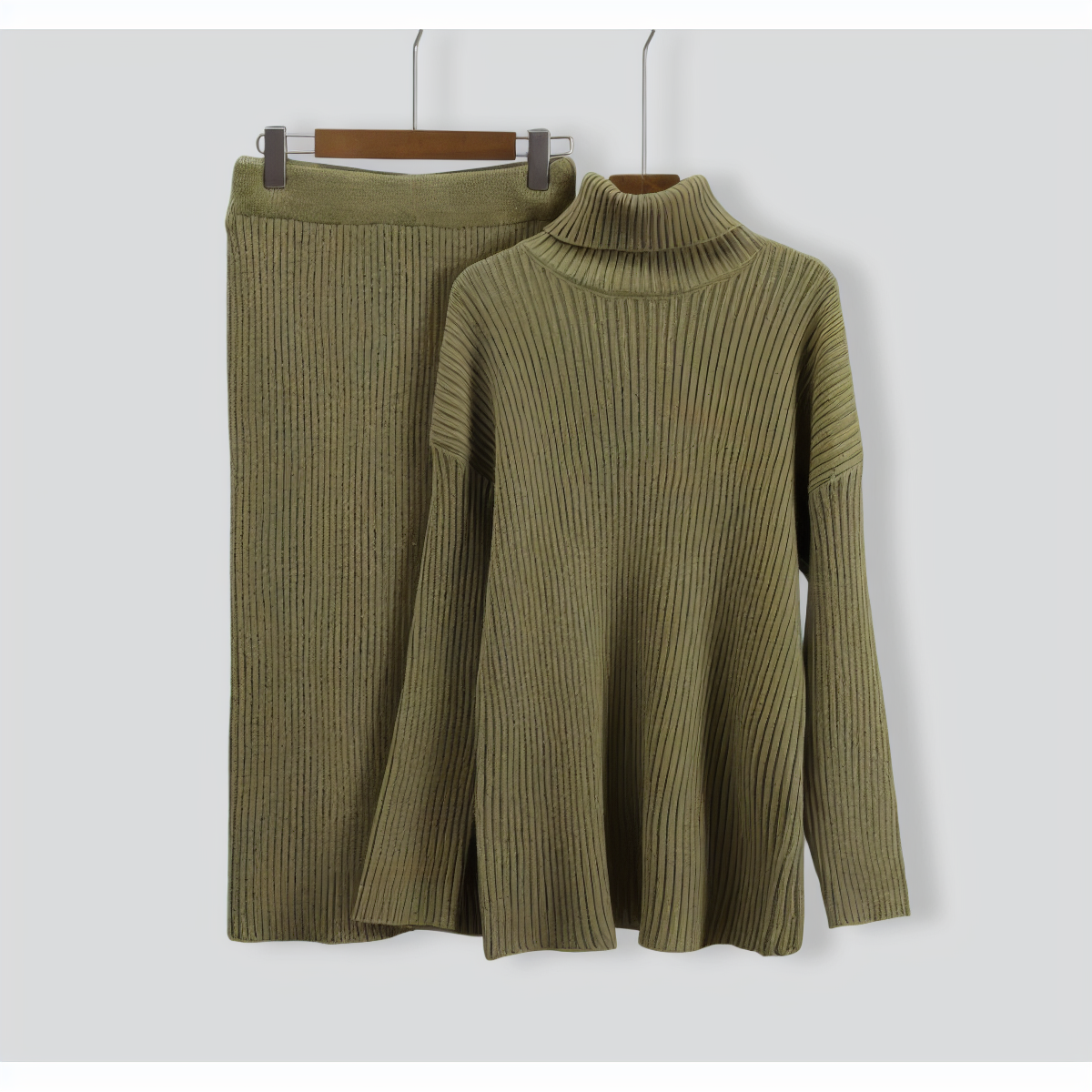 Loose Warm Turtleneck Sweater Two Piece Set