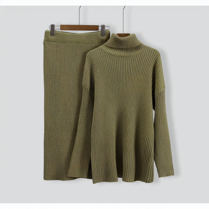 Loose Warm Turtleneck Sweater Two Piece Set