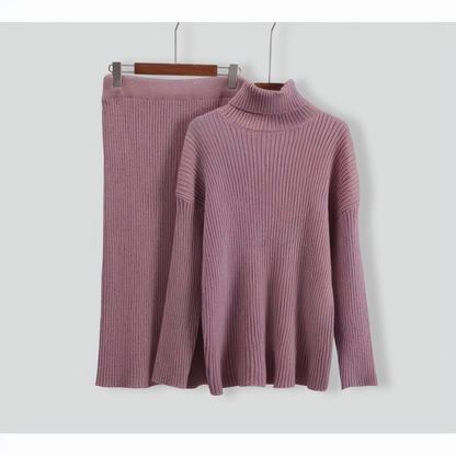 Loose Warm Turtleneck Sweater Two Piece Set
