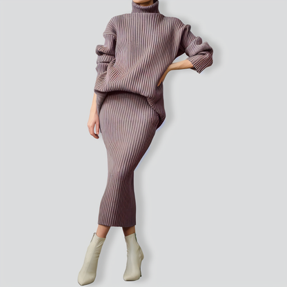 Loose Warm Turtleneck Sweater Two Piece Set