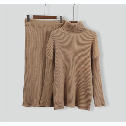 Loose Warm Turtleneck Sweater Two Piece Set