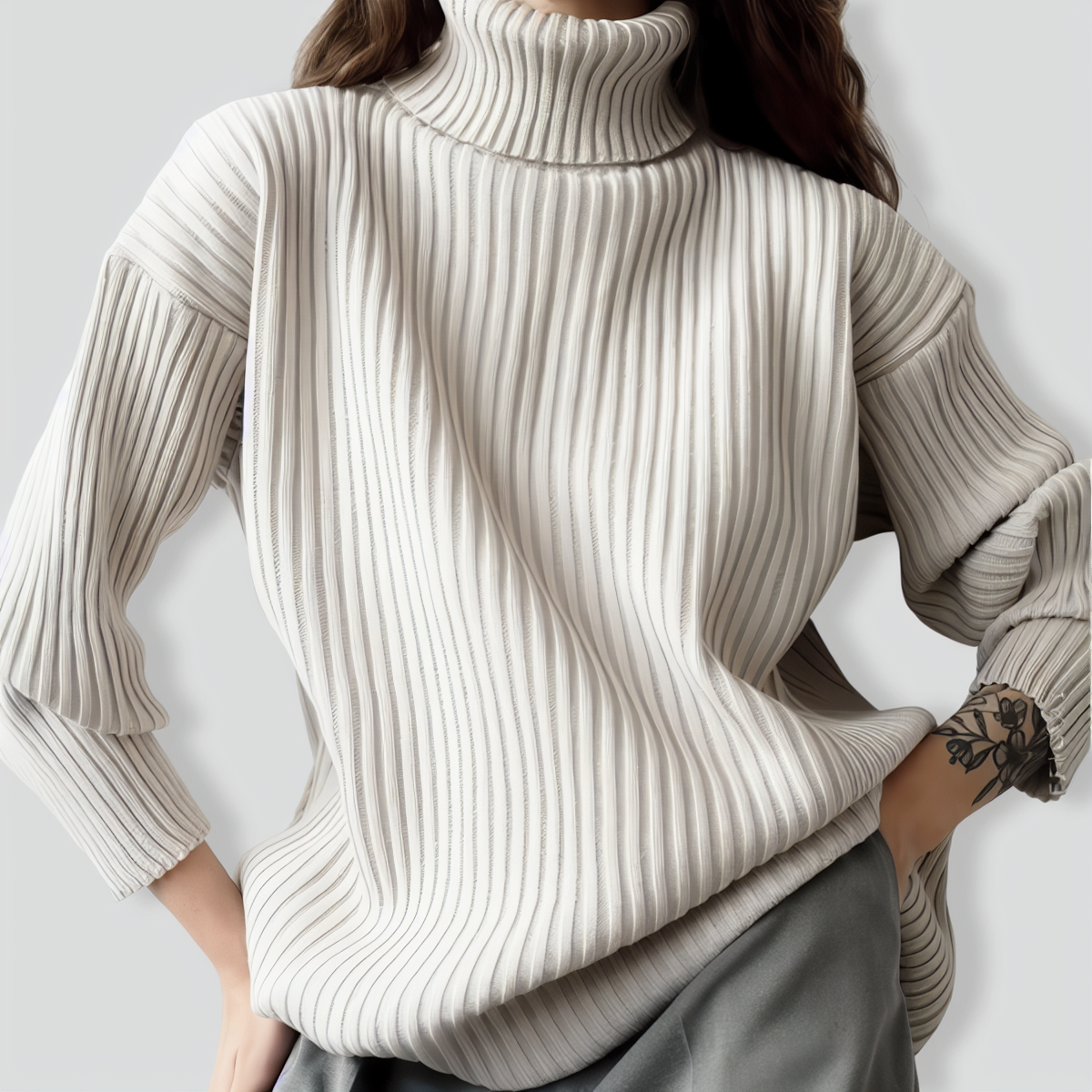 Loose Warm Turtleneck Sweater Two Piece Set