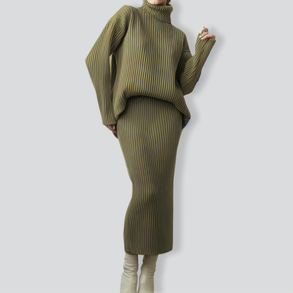 Loose Warm Turtleneck Sweater Two Piece Set