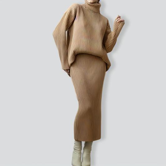 Loose Warm Turtleneck Sweater Two Piece Set