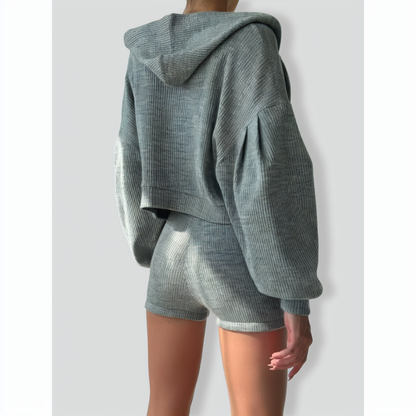 Daily Casual Zip-Up Shirt and Shorts Three-Piece Set