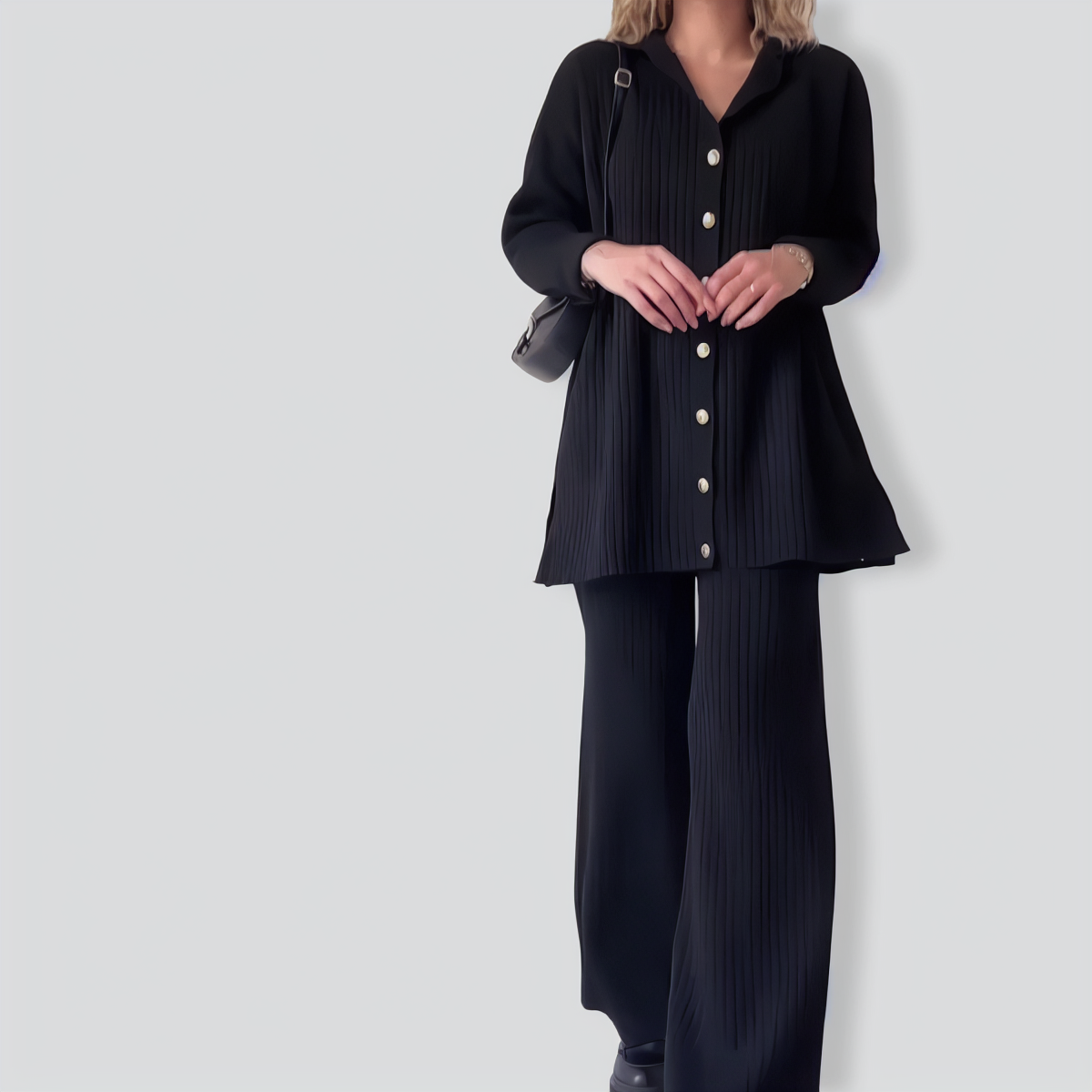 Casual Striped Jacquard Knitted Two-pieces Set