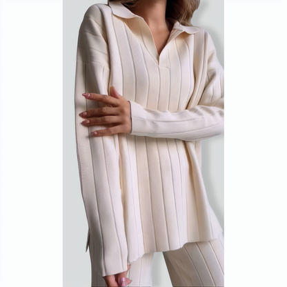 Stripe Jacquard Sweater Two-pieces Set