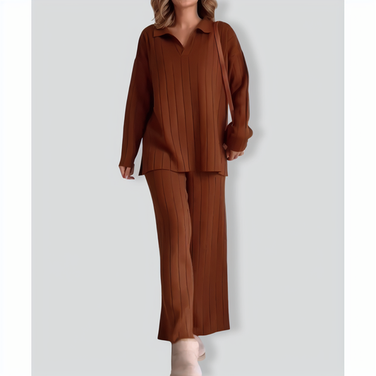 Stripe Jacquard Sweater Two-pieces Set