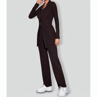 Casual knitted slim cardigan two-piece set