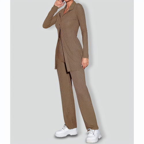 Casual knitted slim cardigan two-piece set