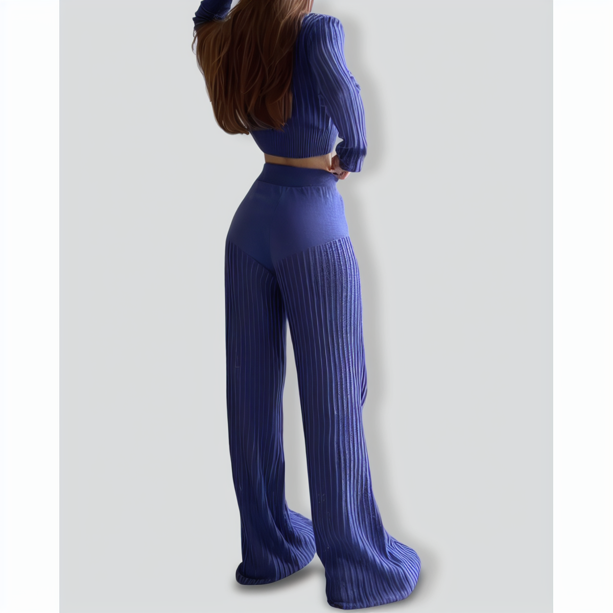 Fashionable Knitted See-Through Hollow Two-Piece Set