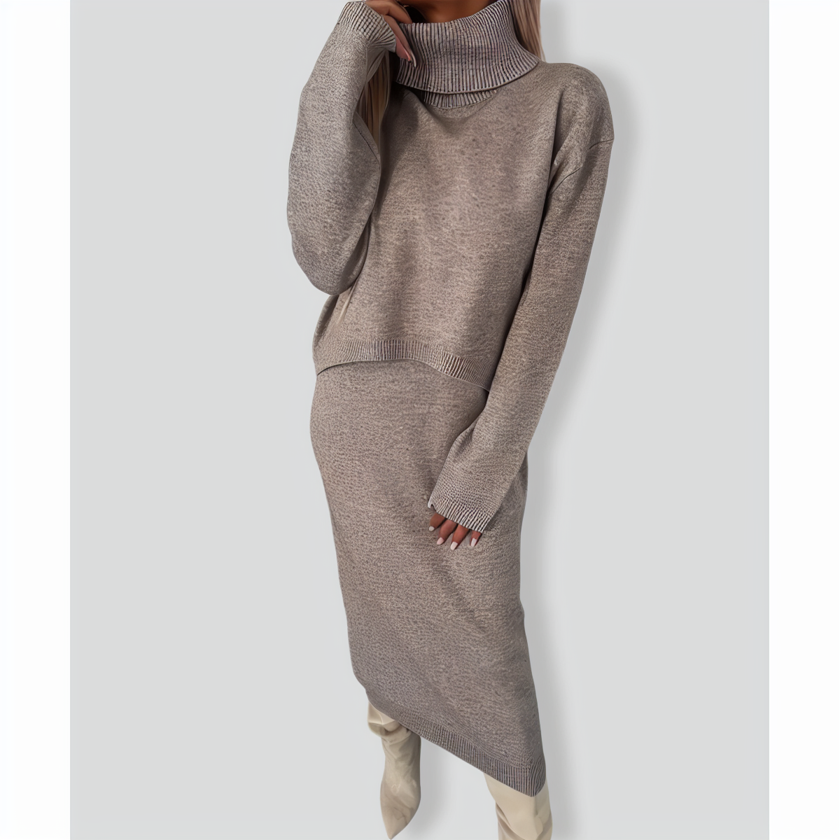 BB0926 Turtleneck Casual Two-Pieces Set