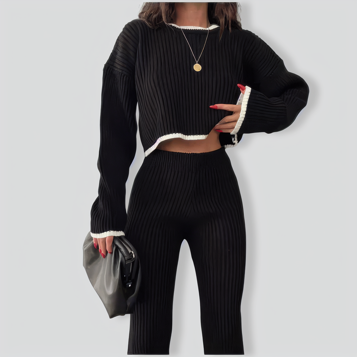 Stitched Contrasting Color Two-piece Set