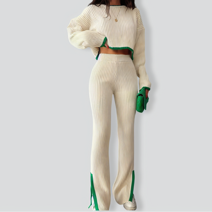 Stitched Contrasting Color Two-piece Set