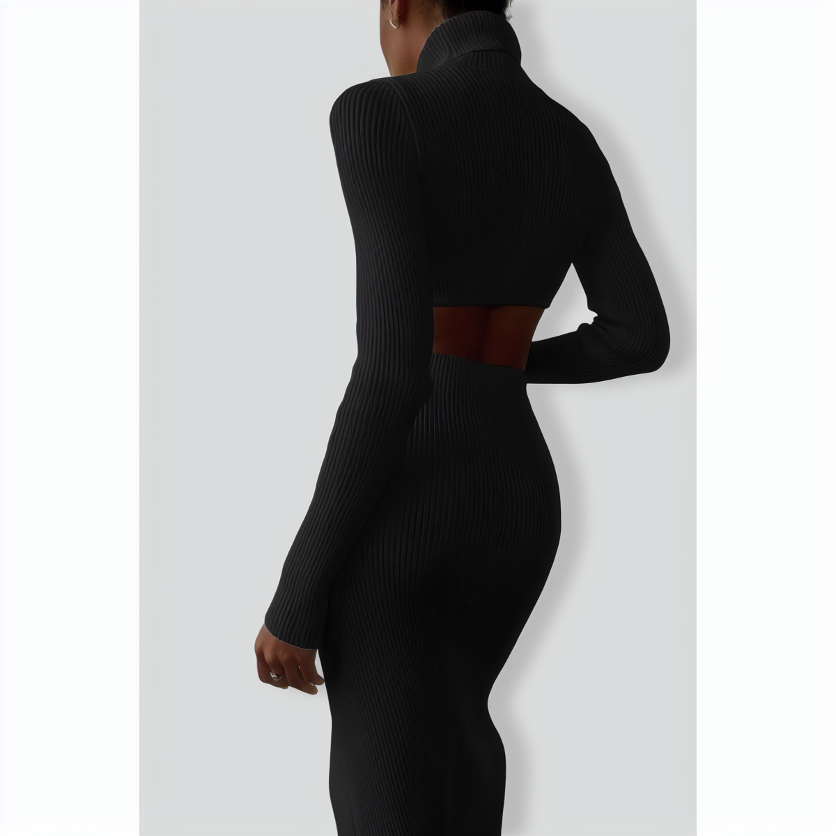 Turtleneck Irregular Short Top Skirt Two-piece Suit