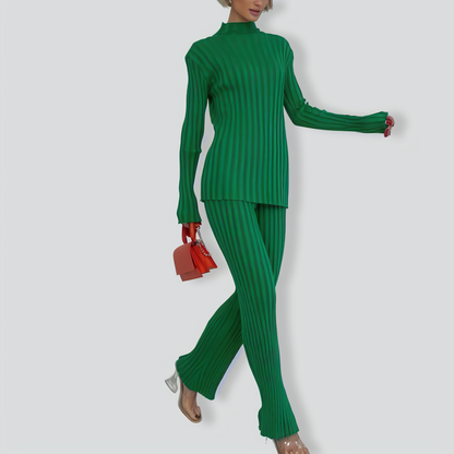 Women's Knitted Flared Pants Sweater Two -piece Suit