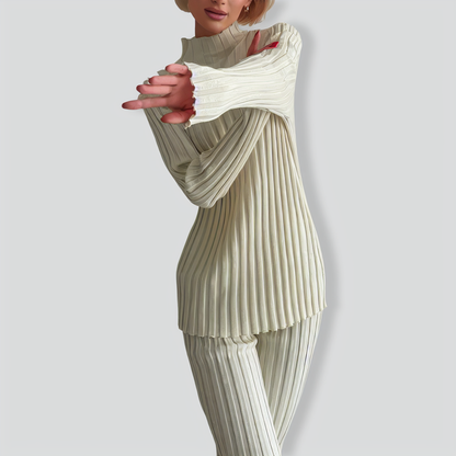 Women's Knitted Flared Pants Sweater Two -piece Suit