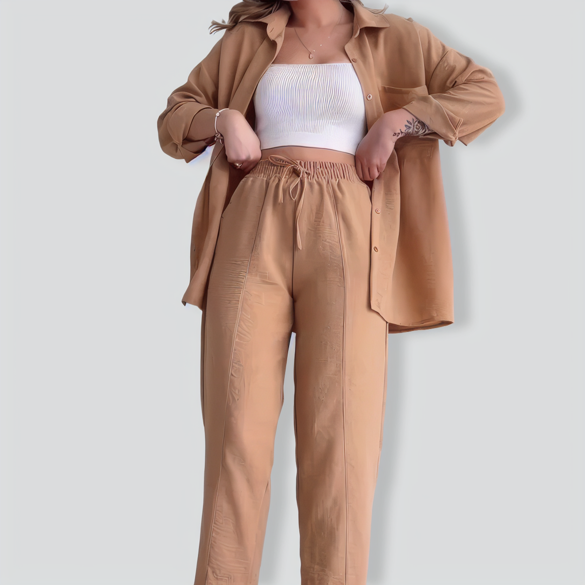 Women's Creased Long Sleeves Two-piece Suit
