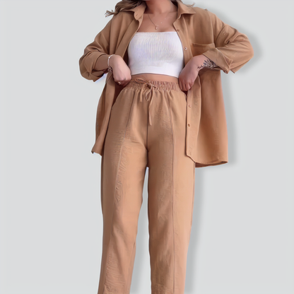 Women's Creased Long Sleeves Two-piece Suit