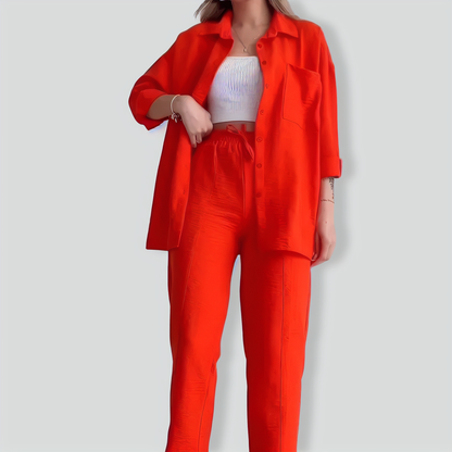 Women's Creased Long Sleeves Two-piece Suit