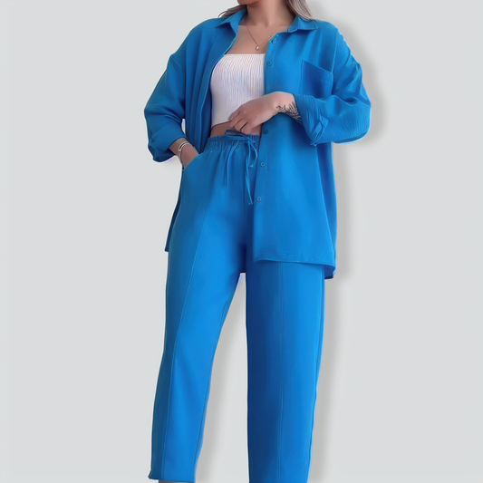 Women's Creased Long Sleeves Two-piece Suit