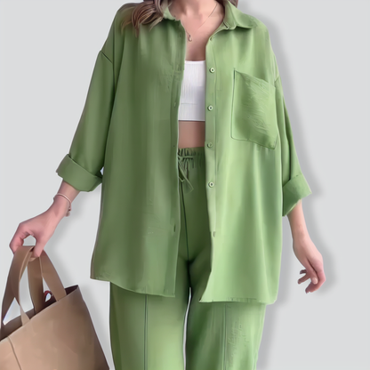 Women's Creased Long Sleeves Two-piece Suit