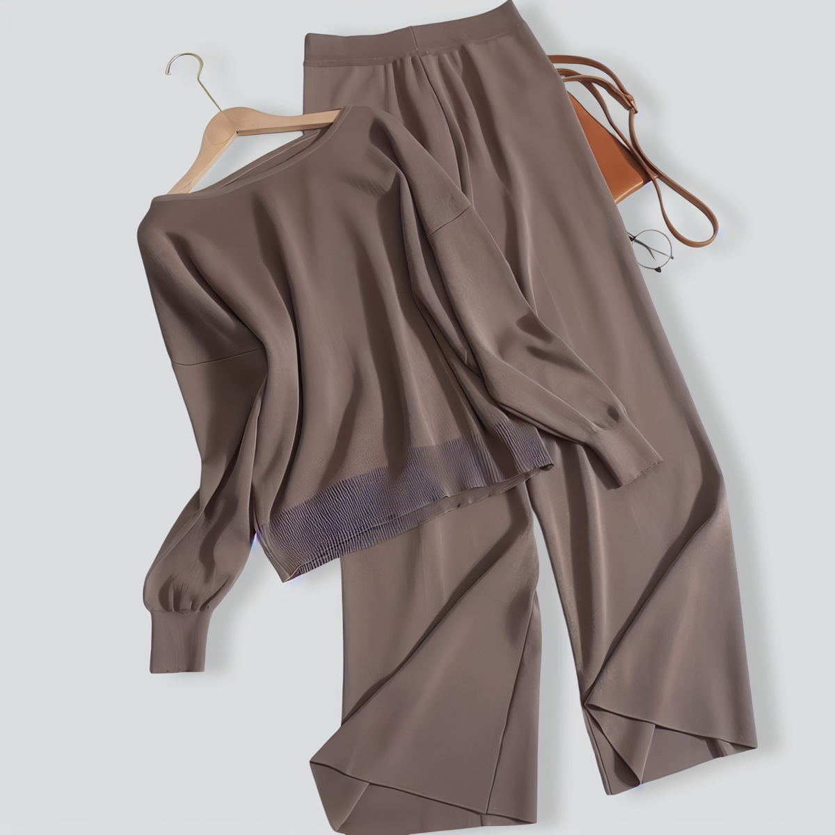 Off-Shoulder Knitted Casual Two-Piece Set