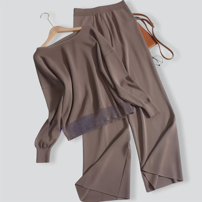 Off-Shoulder Knitted Casual Two-Piece Set