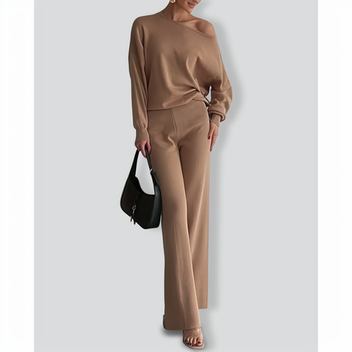 Off-Shoulder Knitted Casual Two-Piece Set