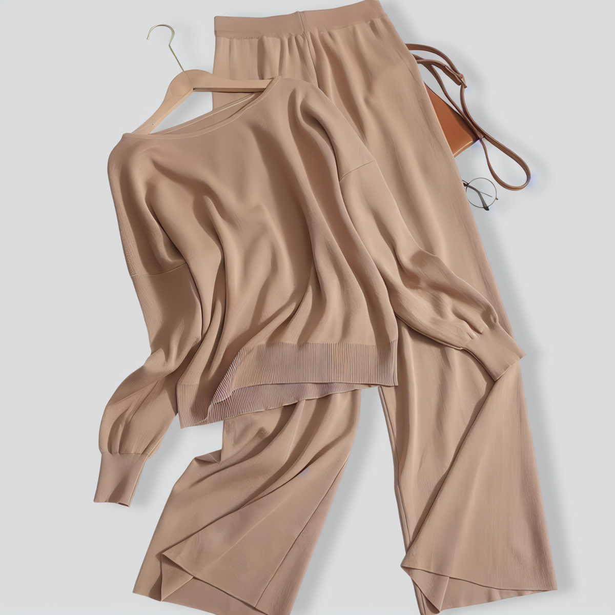 Off-Shoulder Knitted Casual Two-Piece Set